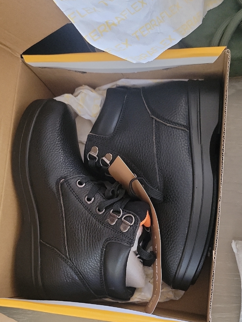 Kids Black Insulated Boots with Orange Trim - Picture 6 of 7
